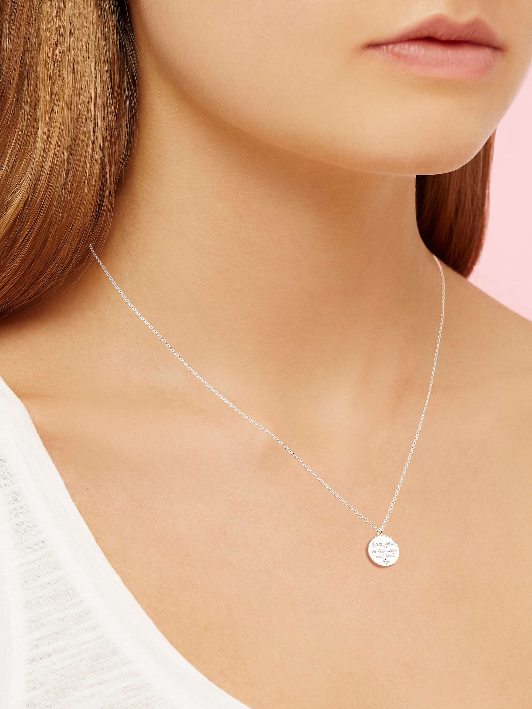 Buy Estella Bartlett Love You To The Moon and Back Pendant Necklace, Silver Online at johnlewis.com