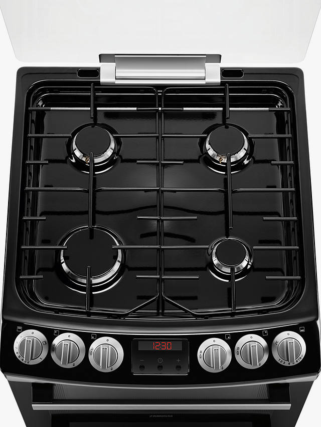 Buy Zanussi ZCG43250XA Double Gas Cooker, A Energy Rating, Black/Stainless Steel Online at johnlewis.com