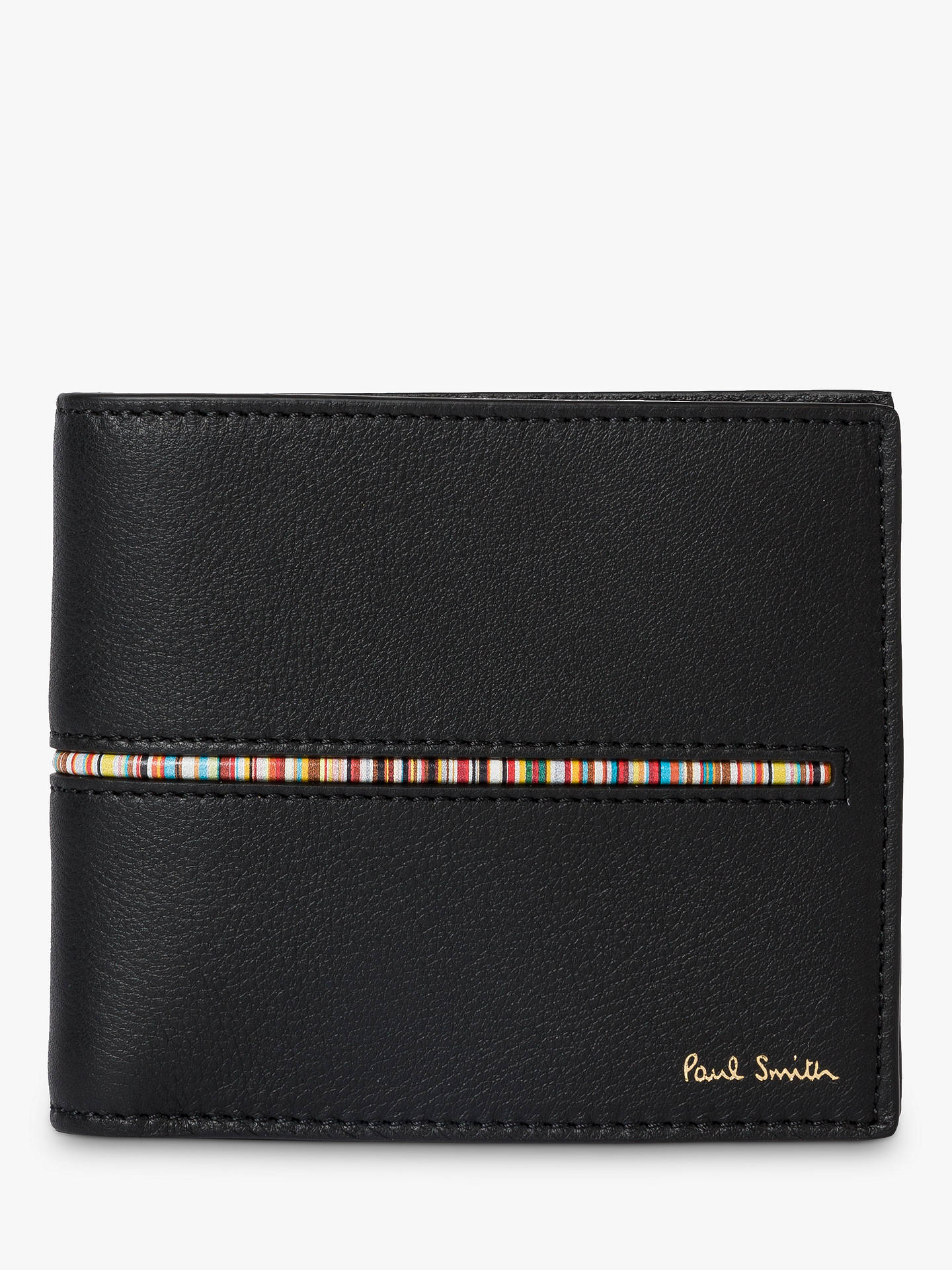 Paul Smith Signature Stripe Piping Leather Wallet, Black/Multi at John