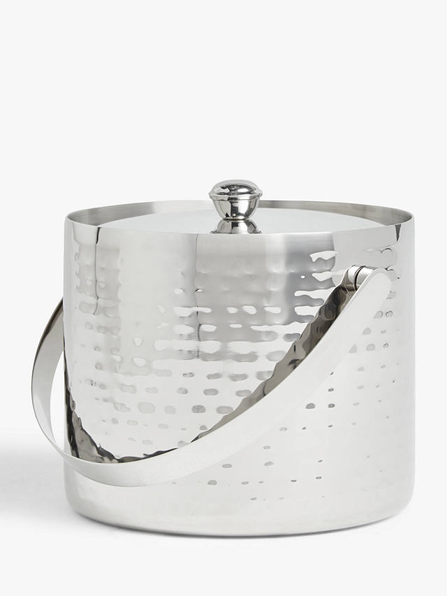 John Lewis & Partners Hammered Stainless Steel Ice Bucket & Lid, SIlver