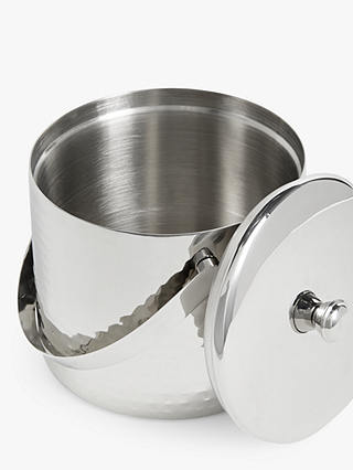 John Lewis & Partners Hammered Stainless Steel Ice Bucket & Lid, SIlver