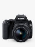 Canon EOS 250D Digital SLR Camera with 18-55mm f/3.5-5.6 III Lens, 4K Ultra HD, 24.1MP, Wi-Fi, Bluetooth, Optical Viewfinder, 3" Vari-angle Touch Screen, Black