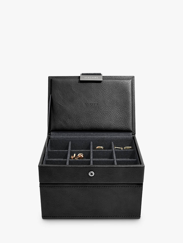 Stackers Men's Mini Watch & Cufflink Box, Black