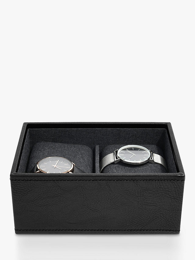 Stackers Men's Mini Watch & Cufflink Box, Black