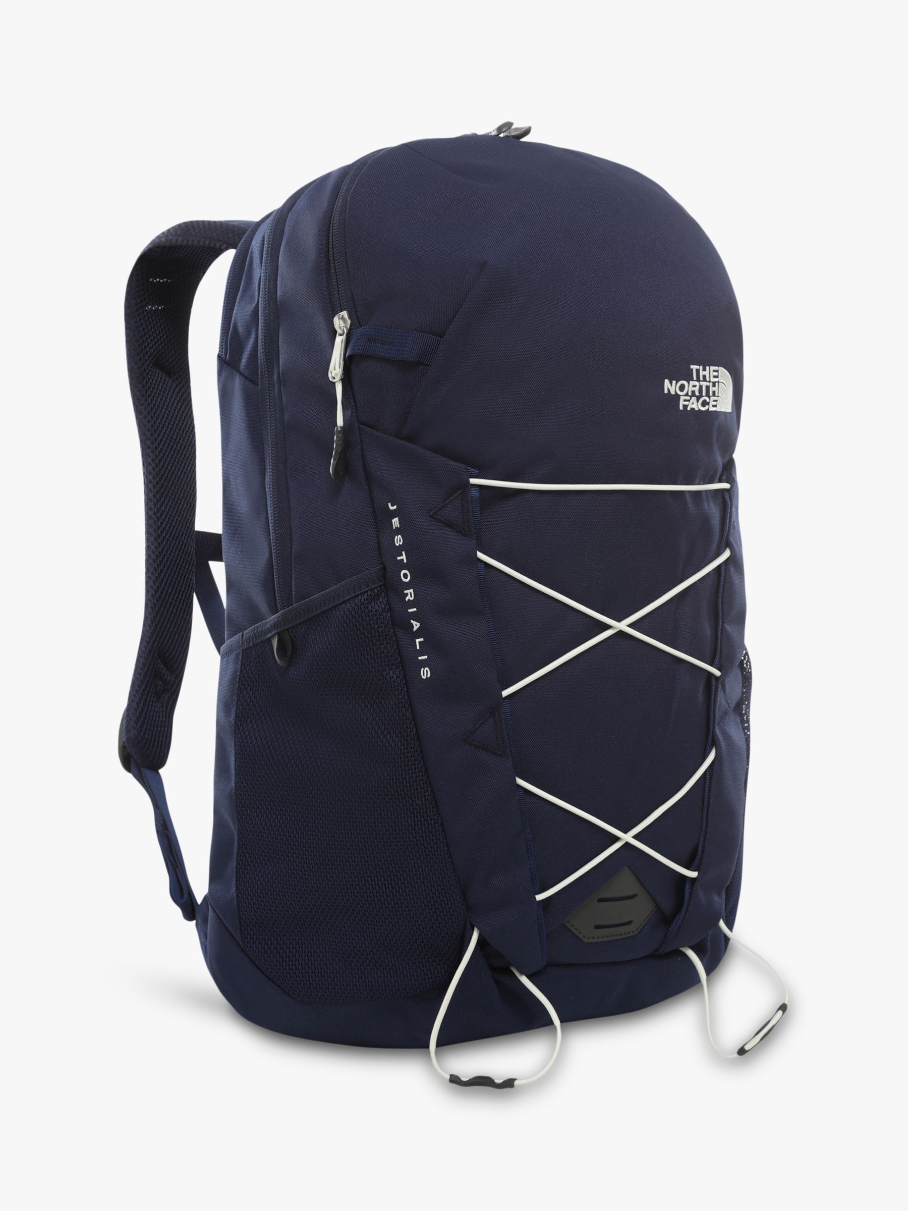 north face backpack white and blue