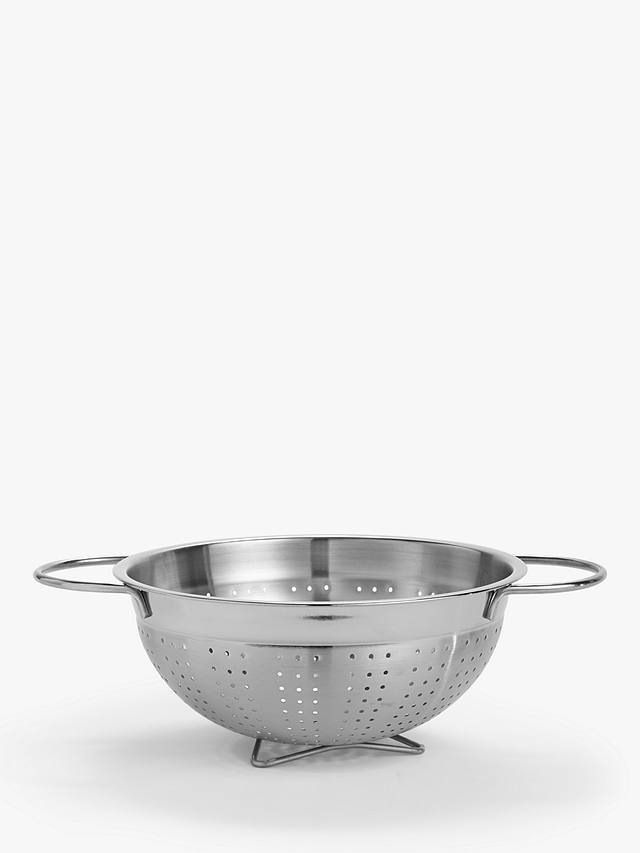John Lewis & Partners Brushed Stainless Steel Footed Colander, Dia.24cm