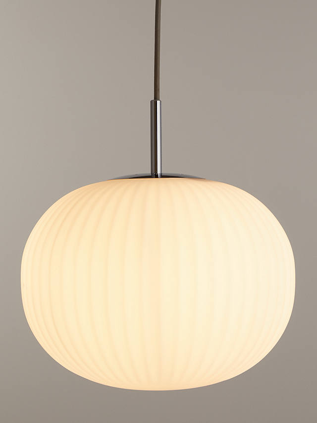 John Lewis Partners Pleated Glass, Globe Pendant Lamp White