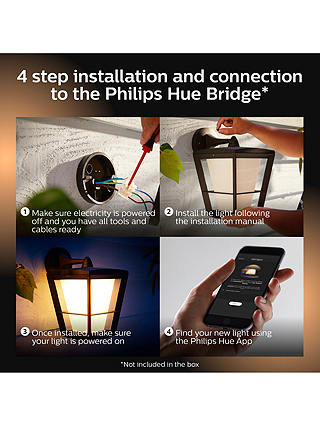 Philips Hue White and Colour Ambiance Econic LED Smart Outdoor Wall Lantern, Black