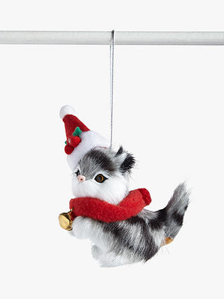 John Lewis & Partners ABC Faux Fur Festive Cat Tree Decoration