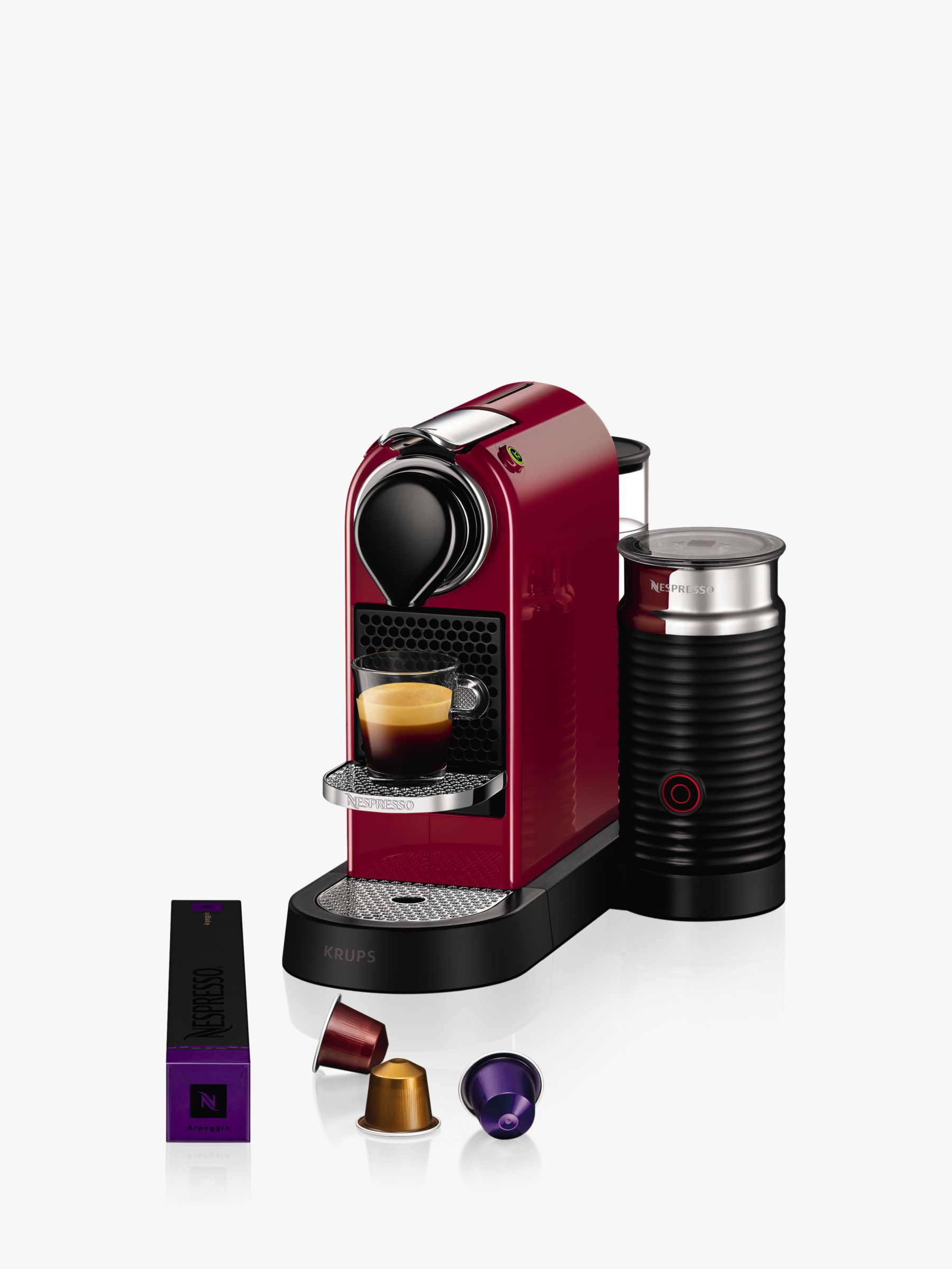 NESPRESSO KRUPS Citiz and Milk XN761540 Pod Coffee Machine-Red 