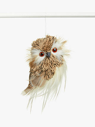 John Lewis & Partners Campfire Fluffy Brown Owl Tree Decoration