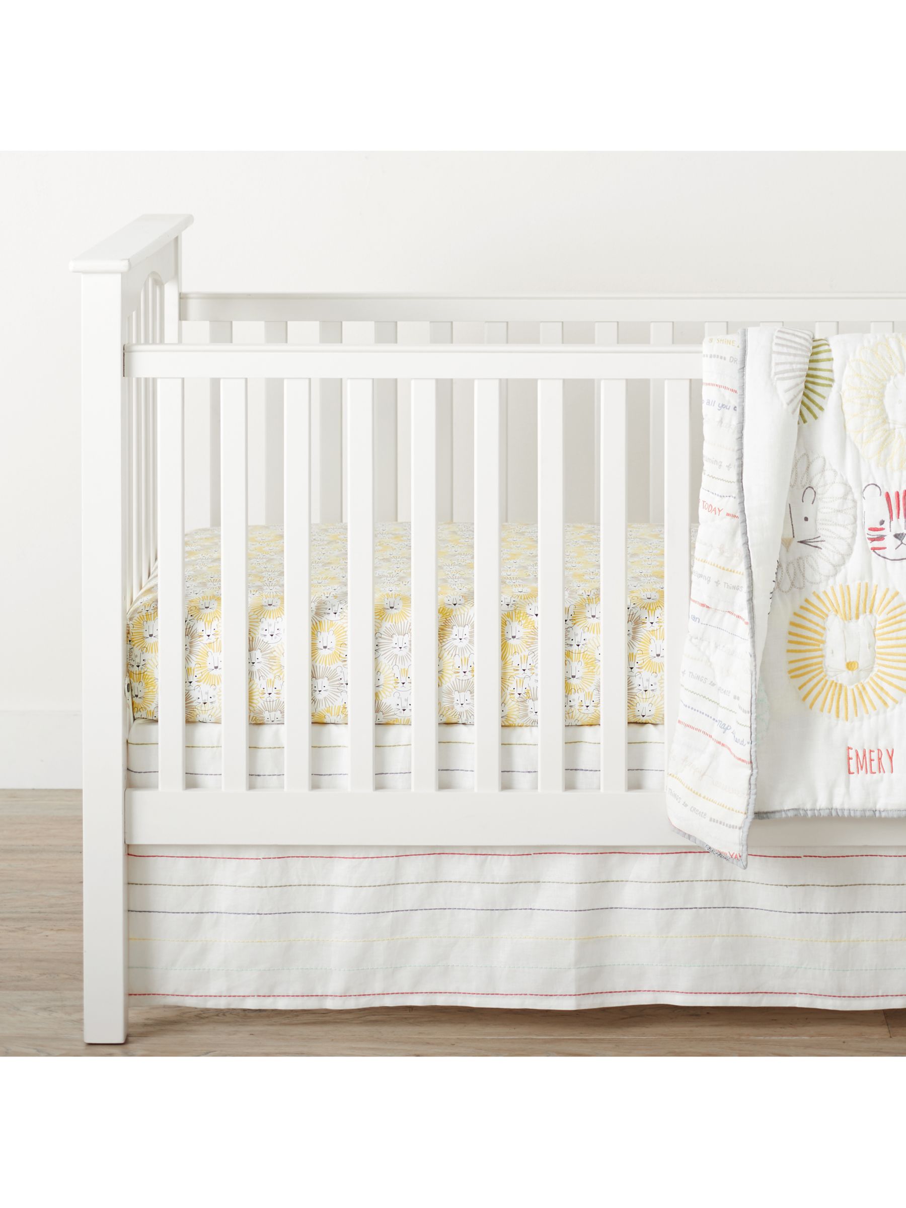 Pottery Barn Kids Organic Emery Lion Print Fitted Cot Sheet 70 X