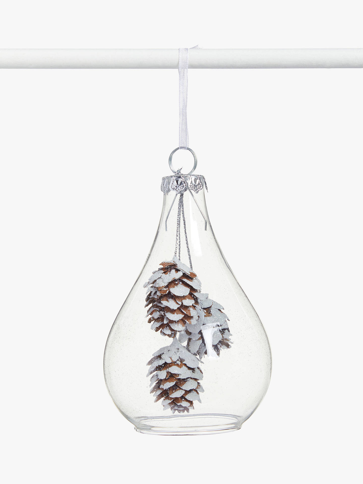 John Lewis & Partners Snowscape Pinecone Cloche Tree Decoration, White ...