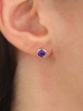 E.W Adams 9ct White Gold Round Stud Earrings, Amethyst