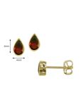 E.W Adams 9ct Gold Teardrop Stone Stud Earrings, Garnet