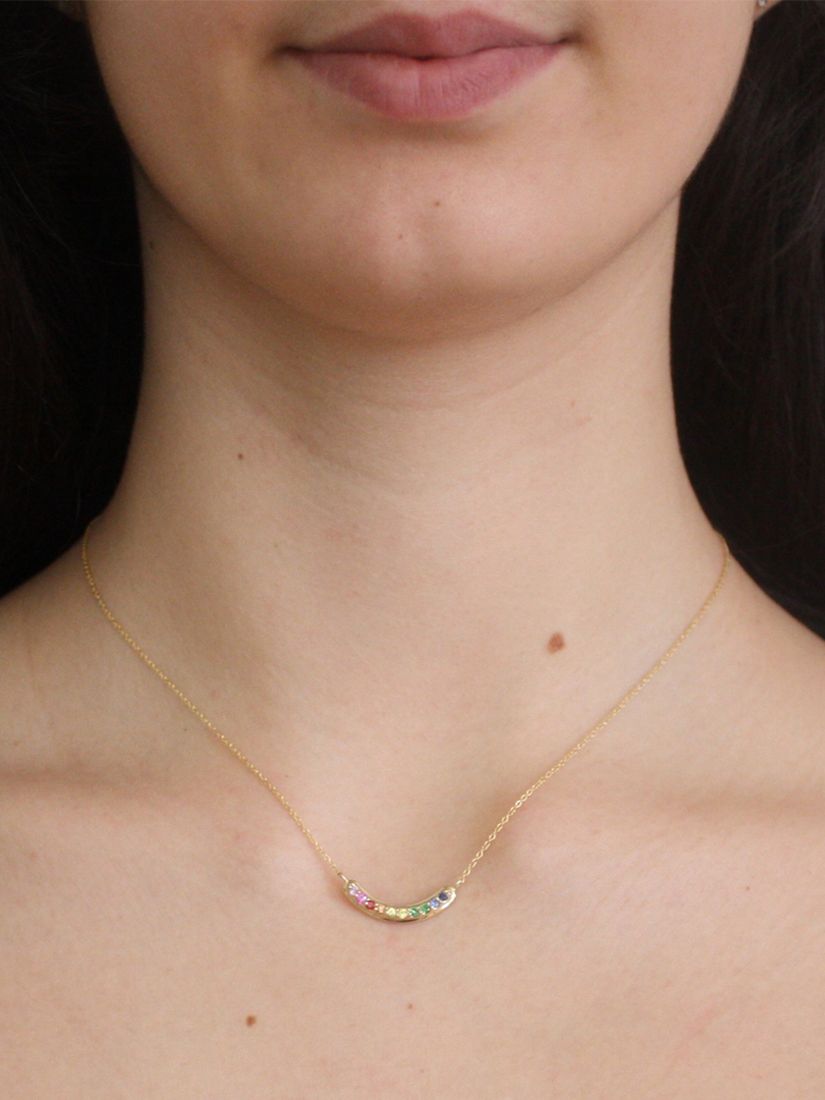 Buy London Road 9ct Yellow Gold Bloomsbury Rainbow Pendant Necklace Online at johnlewis.com