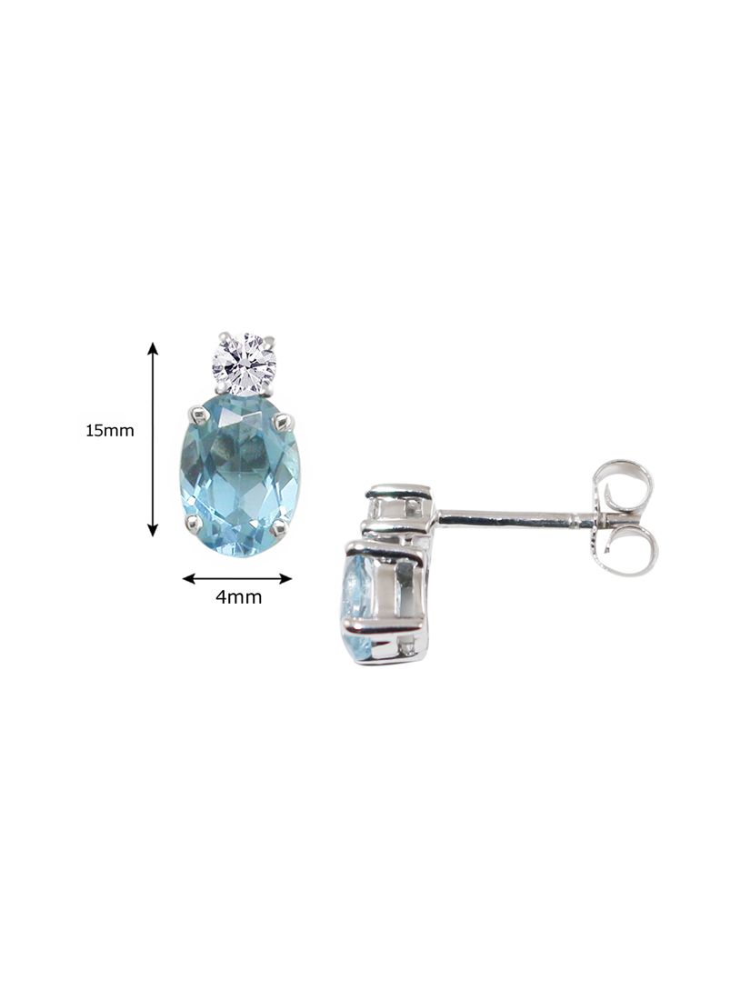 Buy E.W Adams 9ct White Gold Diamond and Aquamarine Oval Stud Earrings Online at johnlewis.com