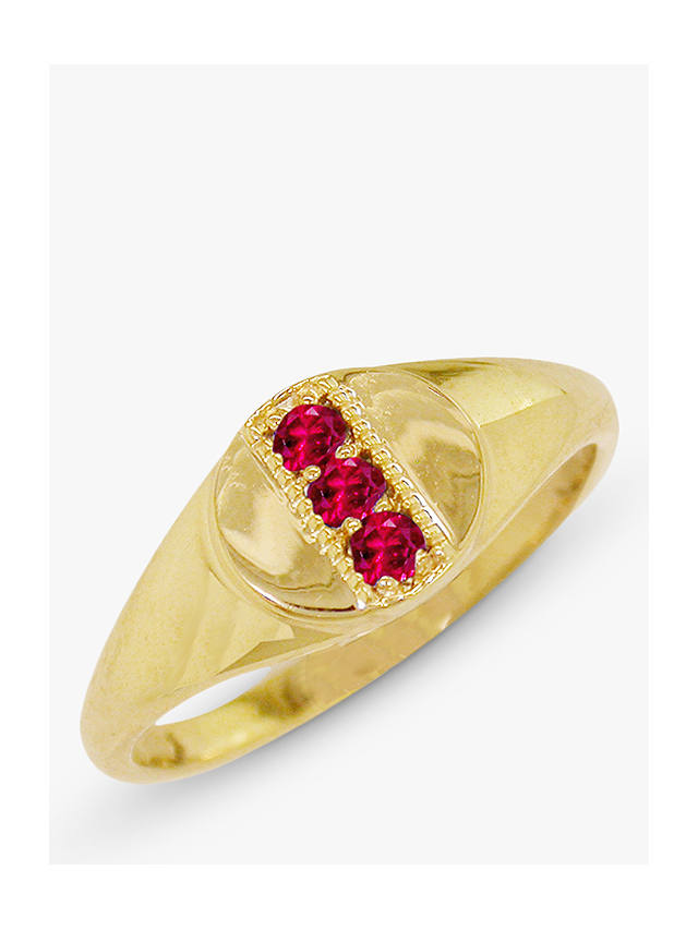 London Road 9ct Gold Ruby Signet Ring, M