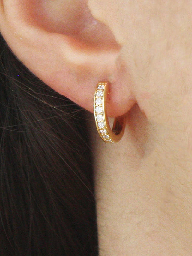 London Road 9ct Gold Diamond Hoop Earrings, Yellow Gold