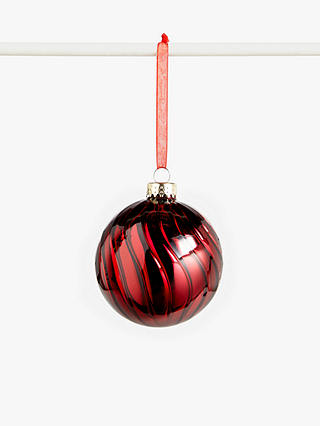John Lewis & Partners Campfire Glass Swirl Bauble, Red