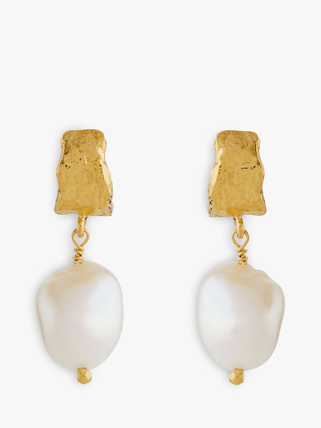 Buy Alex Monroe Natural History Pearl Drop Earrings, Gold/White Online at johnlewis.com