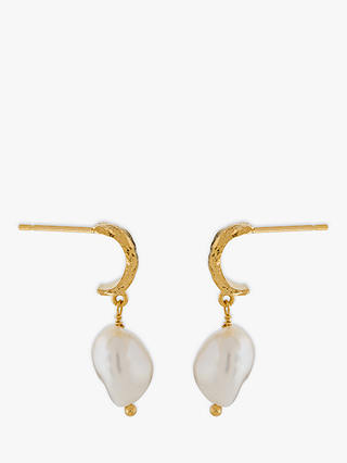 Alex Monroe Natural History Pearl Drop Earrings, Gold/White