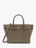 Mulberry Small Bayswater Zipped Classic Grain Leather Tote Bag, Solid Grey