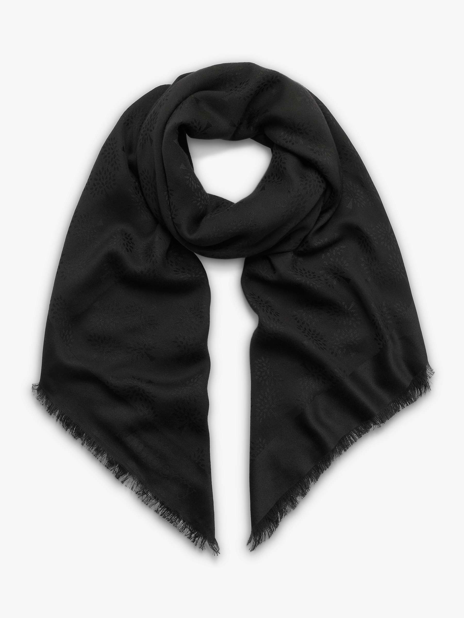 Mulberry Tree Silk Cotton Square Scarf, Black at John Lewis & Partners