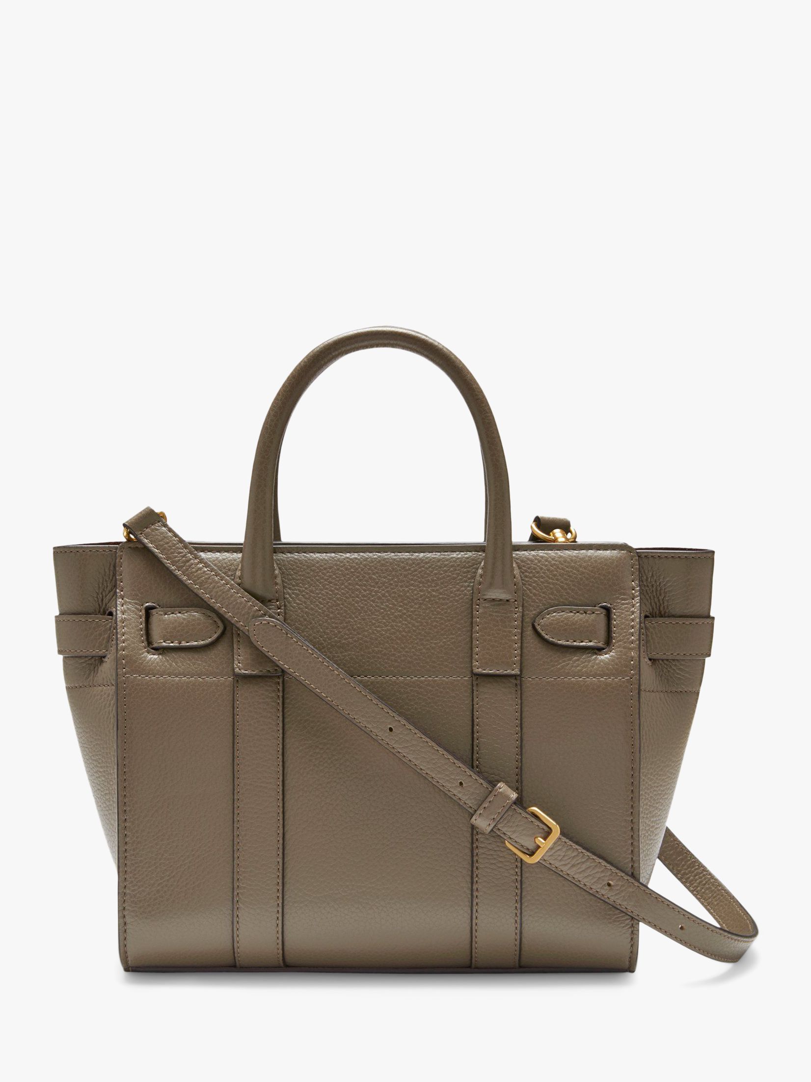 Mulberry Mini Bayswater Zipped Classic Grain Leather Tote Bag, Solid ...