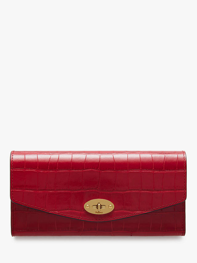 Mulberry Darley Croc Embossed Leather Wallet, Red Berry at John Lewis ...