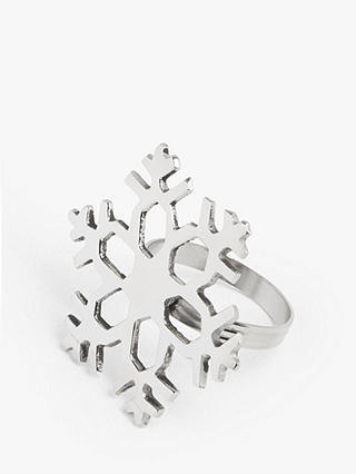 John Lewis & Partners Christmas Snowflake Napkin Rings, Set of 4, Silver