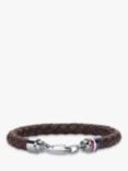 Tommy Hilfiger Men's Woven Leather Bracelet, Silver/Brown