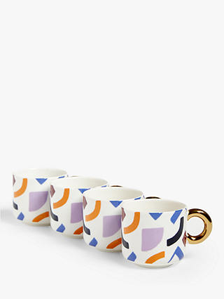 John Lewis & Partners Retro Shapes Espresso Cup Set, 135ml, Pack of 4