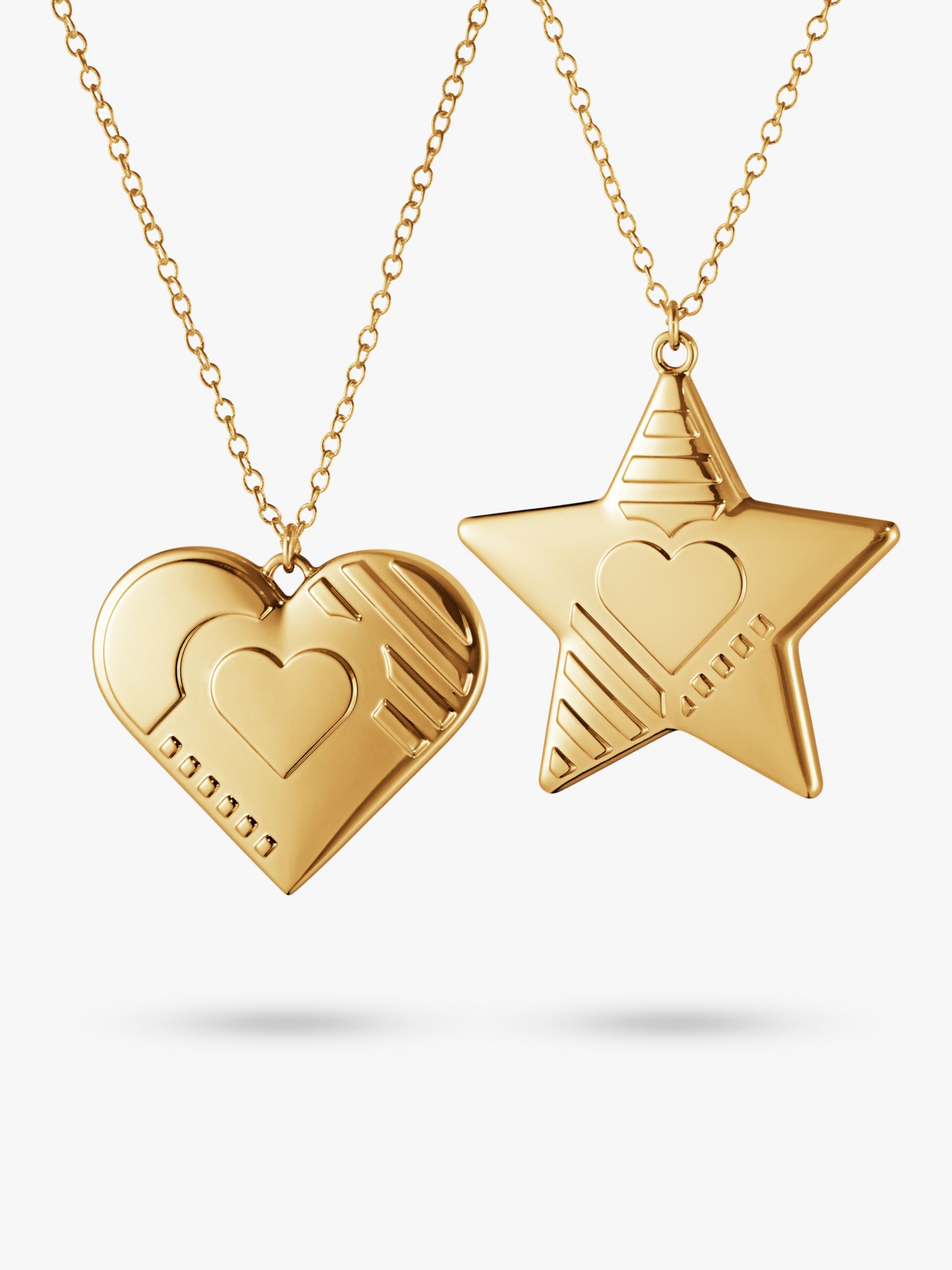 Georg Jensen Christmas Heart and Star 2019 Tree Decorations with Chains, Gold