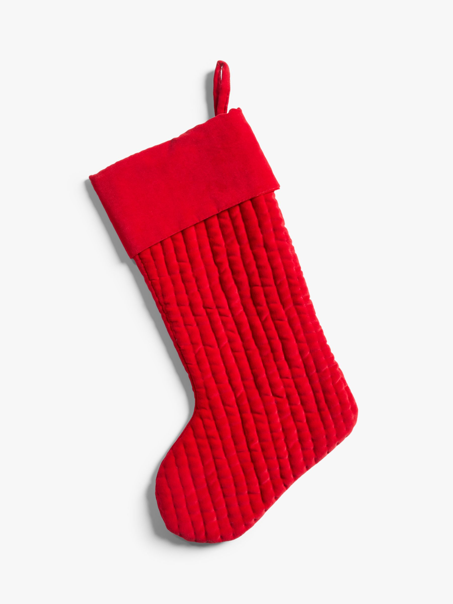 John Lewis & Partners Traditions Ribbed Velvet Christmas Stocking, Red