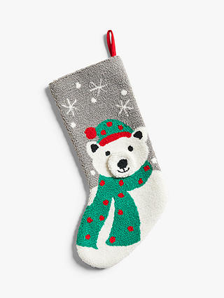 John Lewis & Partners ABC Boucle Polar Bear Christmas Stocking, Multi