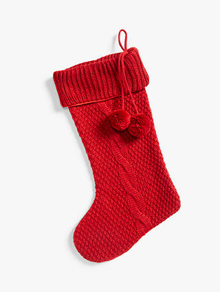 John Lewis & Partners Traditions Knitted Christmas Stocking, Red