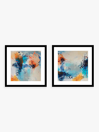 Natasha Barnes - 'Promise' Abstract Framed Prints & Mounts, Set of 2, 62.5 x 62.5cm, Blue/Multi