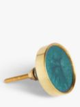John Lewis & Partners Brass and Resin Cupboard Knob, Green