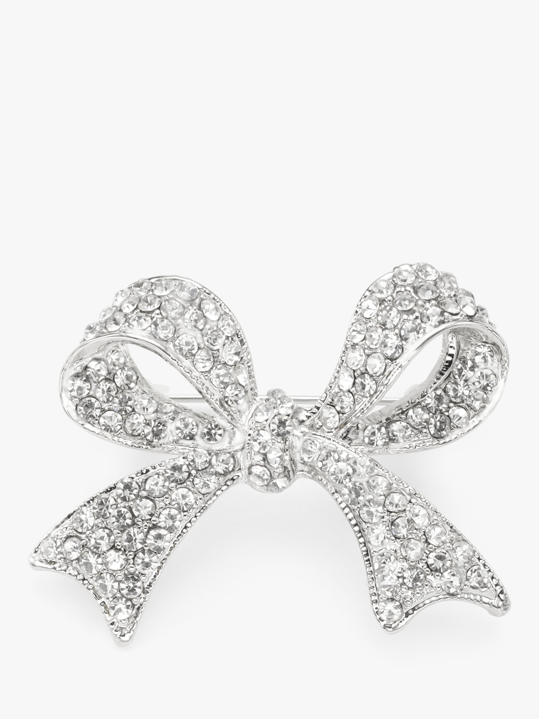 John Lewis & Partners Crystal Bow Brooch, Silver