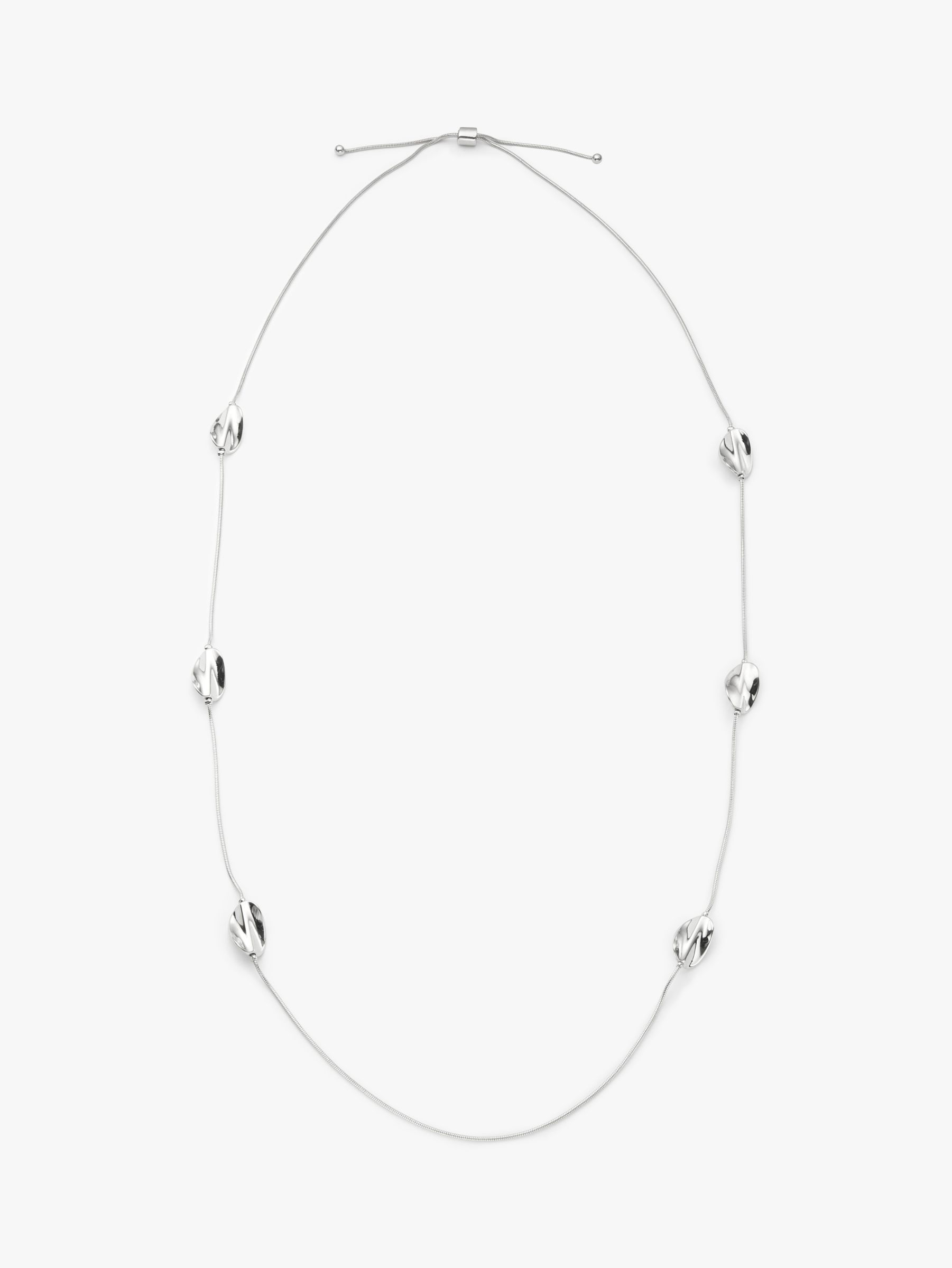 John Lewis & Partners Twist Bead Slider Long Necklace, Silver