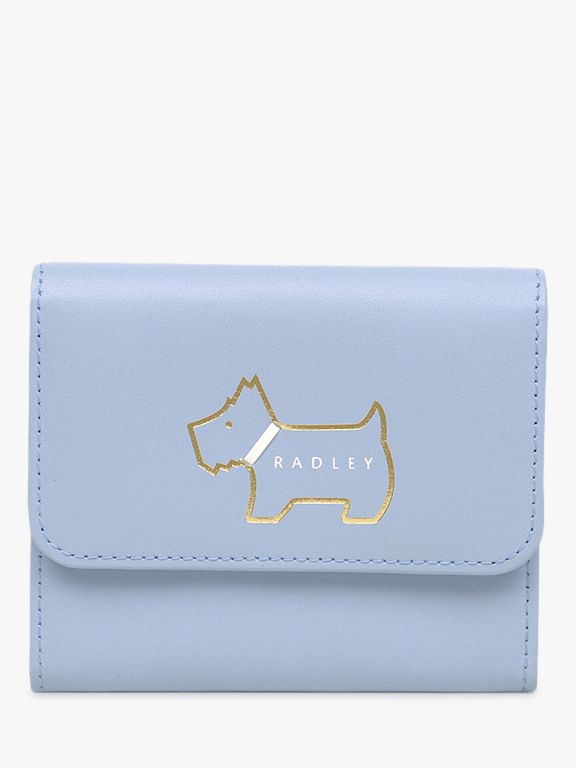 Radley Heritage Dog Outlined Small Leather Purse, Light Blue