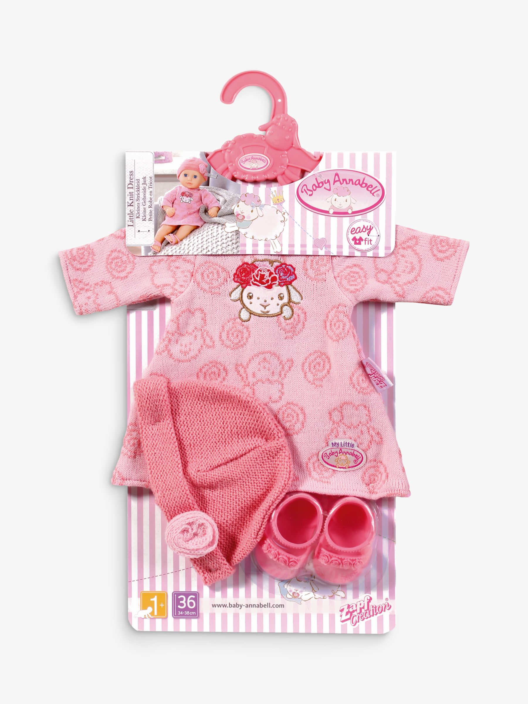 PINK BUNNY DRESS AND HAT SET  FOR MY FIRST BABY ANNABELL DOLL 34cm FRILLY LILY 