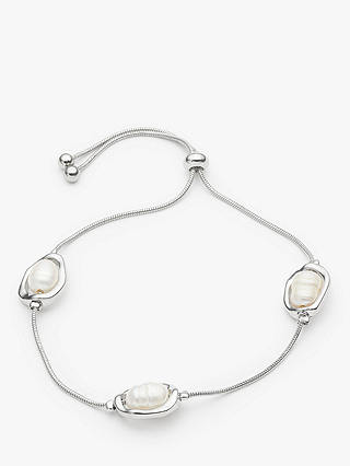 John Lewis & Partners Freshwater Pearl Slider Chain Bracelet, Silver