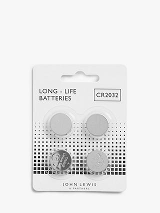 John Lewis & Partners CR2032 Batteries, Pack of 4
