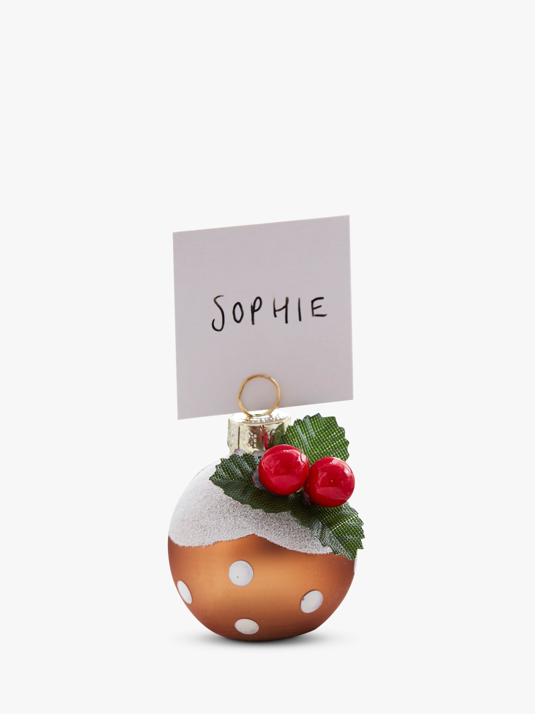 Set 4 Christmas Pudding Name Card Holders Table Decoration Festive Gift 