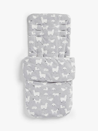John Lewis & Partners Baby Llama Pushchair Footmuff, Grey/White