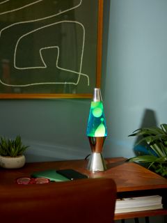 Lava® lamp Chrome Table Lamp, Blue/Green