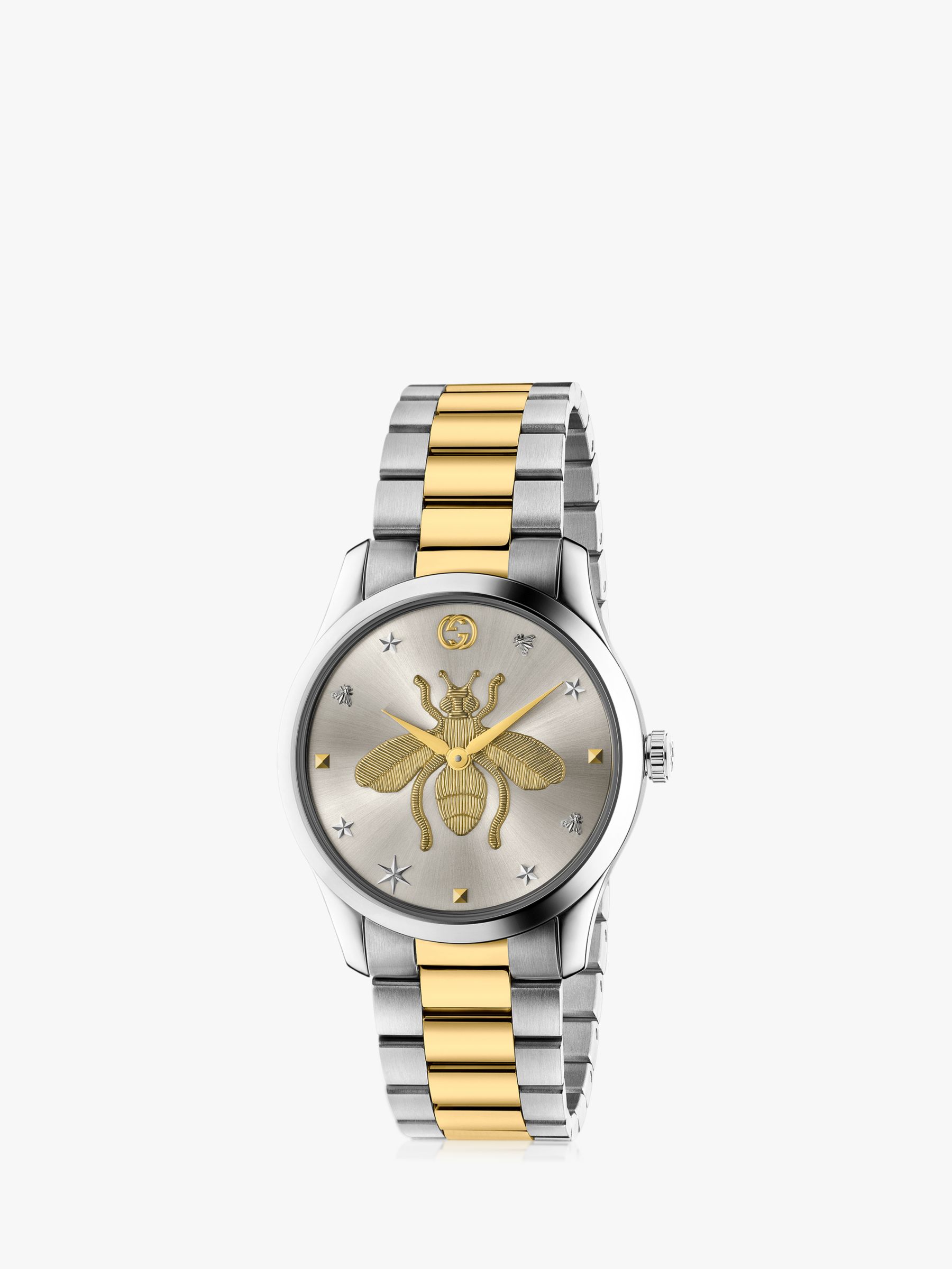 gold and silver gucci watch