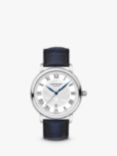Montblanc 119956 Unisex Star Legacy Date Leather Strap Watch, Blue/White